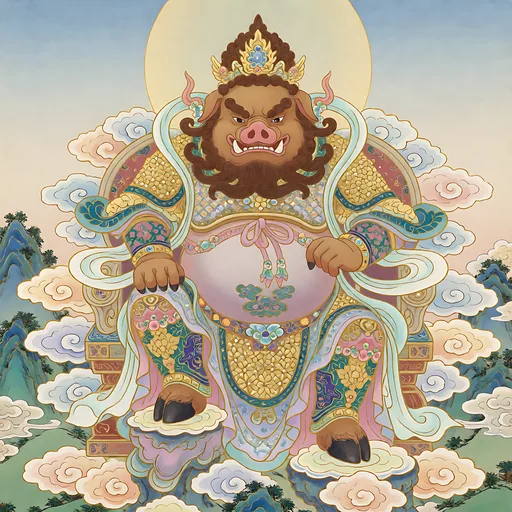 Dangkang, the tusked harvest boar, as an armored guardian portrait