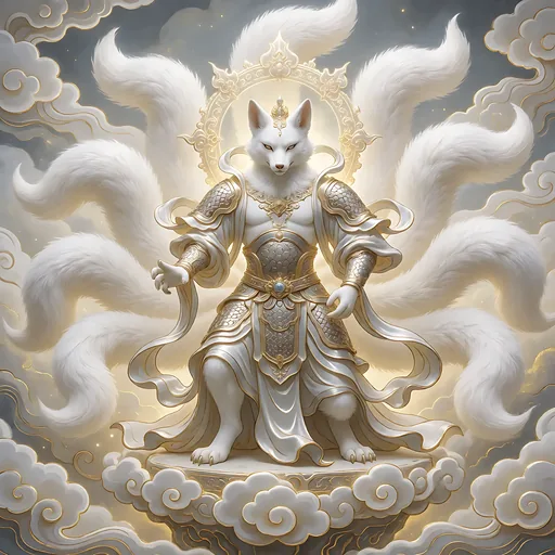 A nine-tailed fox guardian portrait in the Spirit Beast style